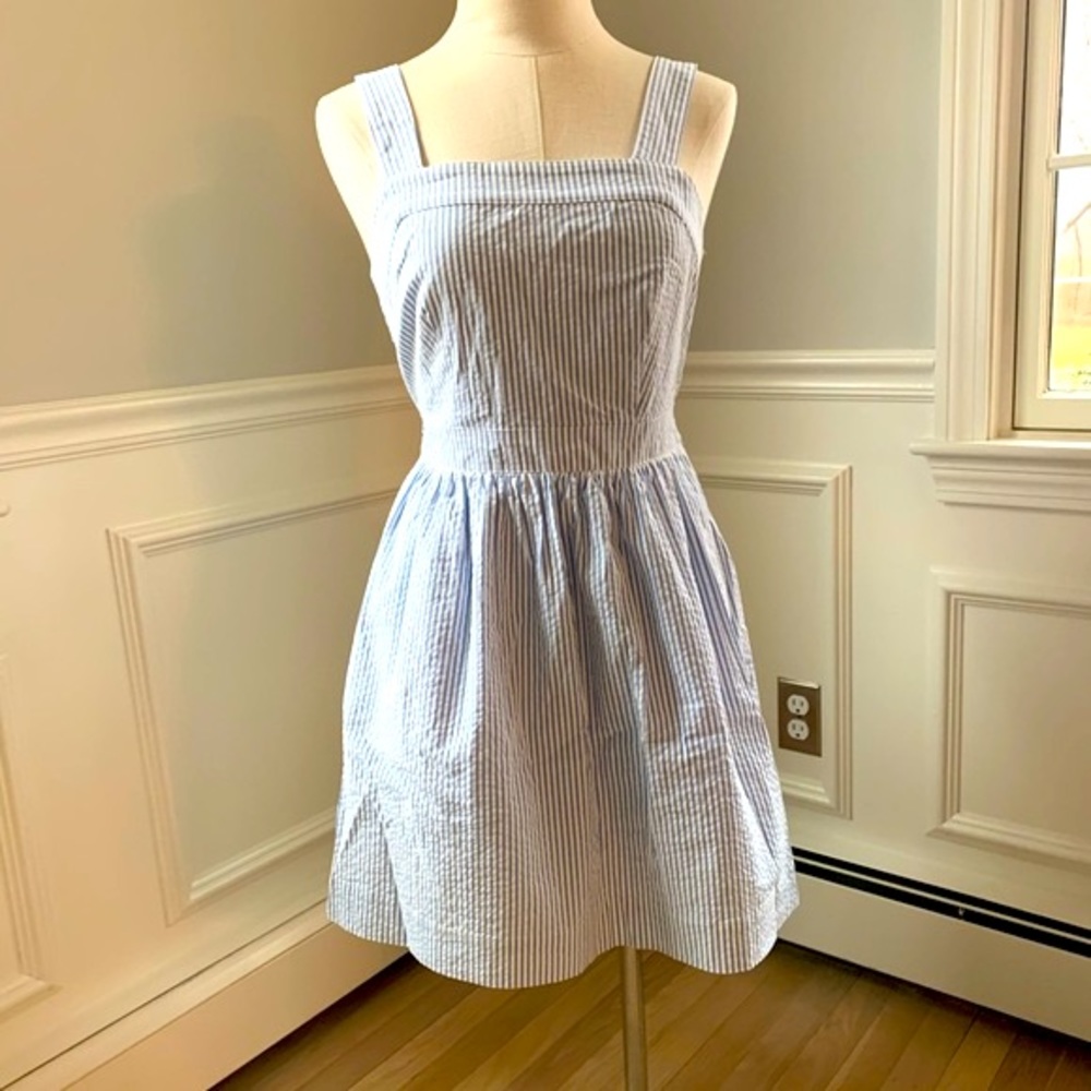 J.Crew Factory seersucker apron tie dress